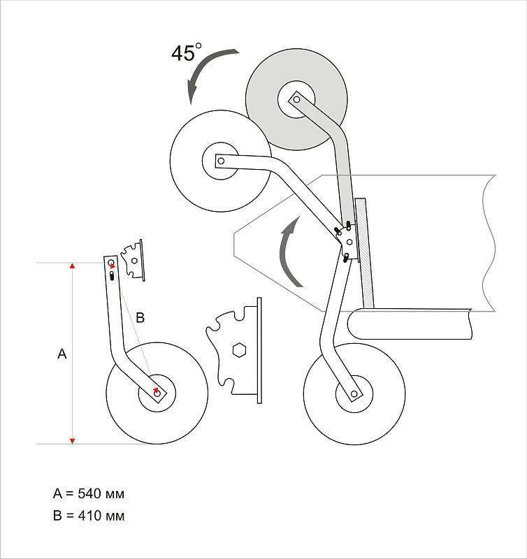  Транцевые откидные колеса НДНД Скат-Тритон